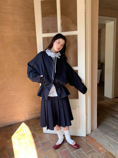 Textured Hem Short Trench Coat