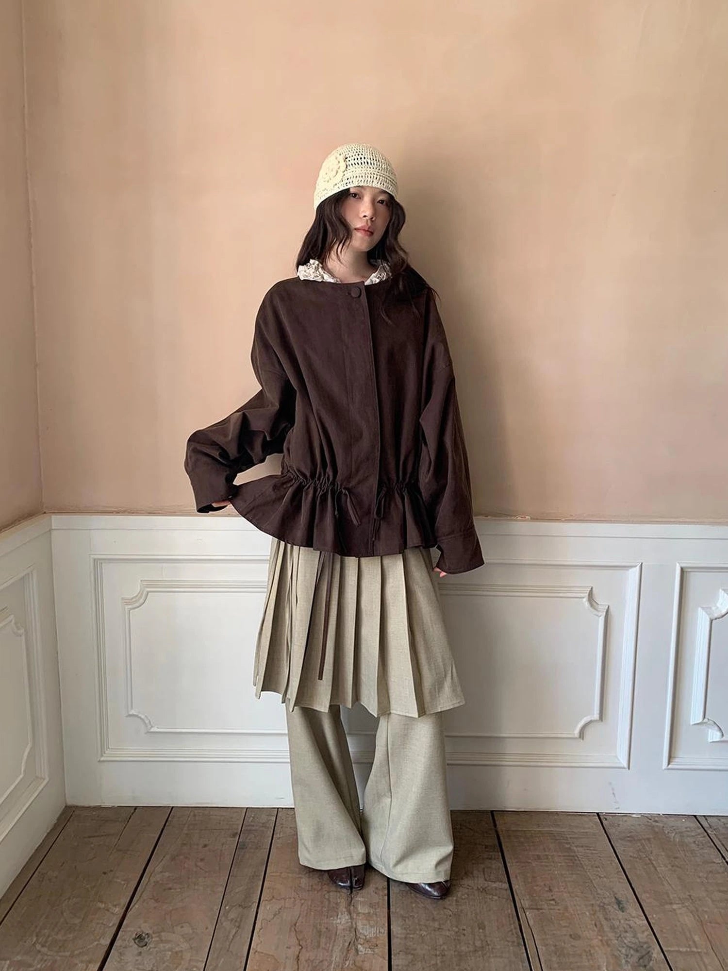 Textured Hem Short Trench Coat