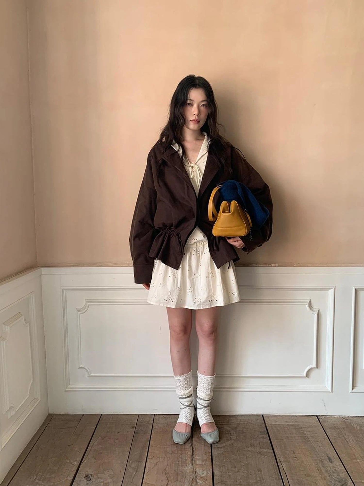 Textured Hem Short Trench Coat