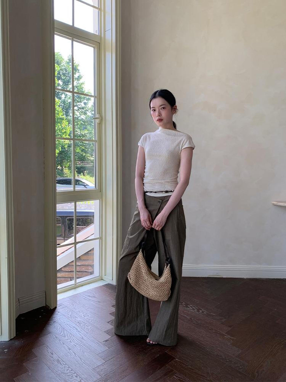 Dorydory Textured Shoulder Drawstring Tee