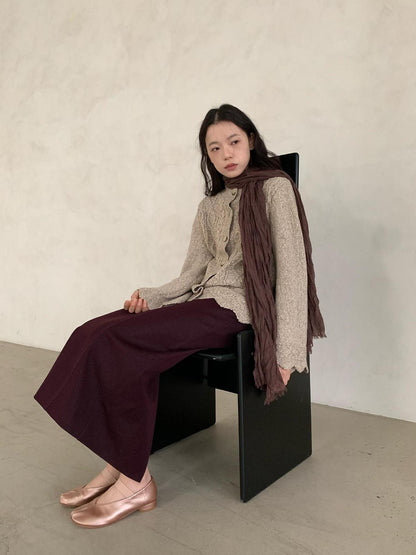 Dorydory Textured Straight Mid Length Pencil Skirt In Garnet Red