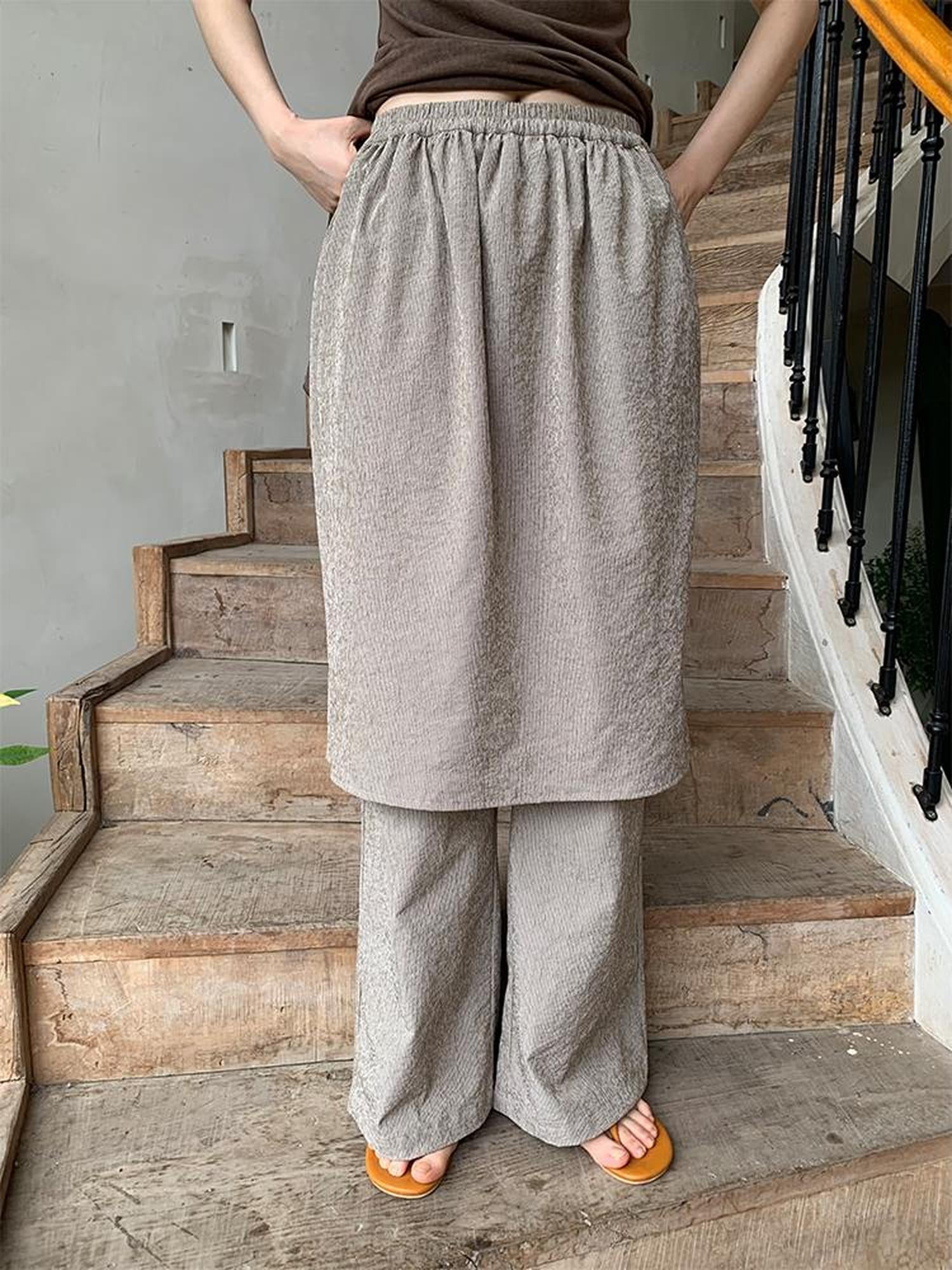 Dorydory Textured Stripe Wide Leg Paper Feel Culottes
