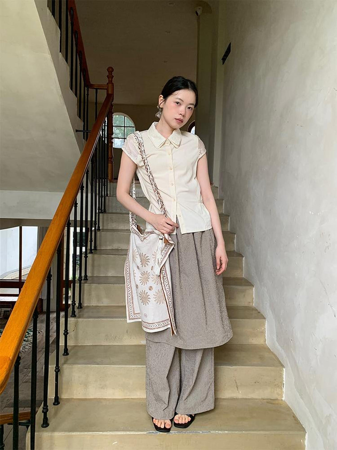 Dorydory Textured Stripe Wide Leg Paper Feel Culottes