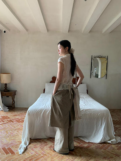Dorydory Textured Stripe Wide Leg Paper Feel Culottes