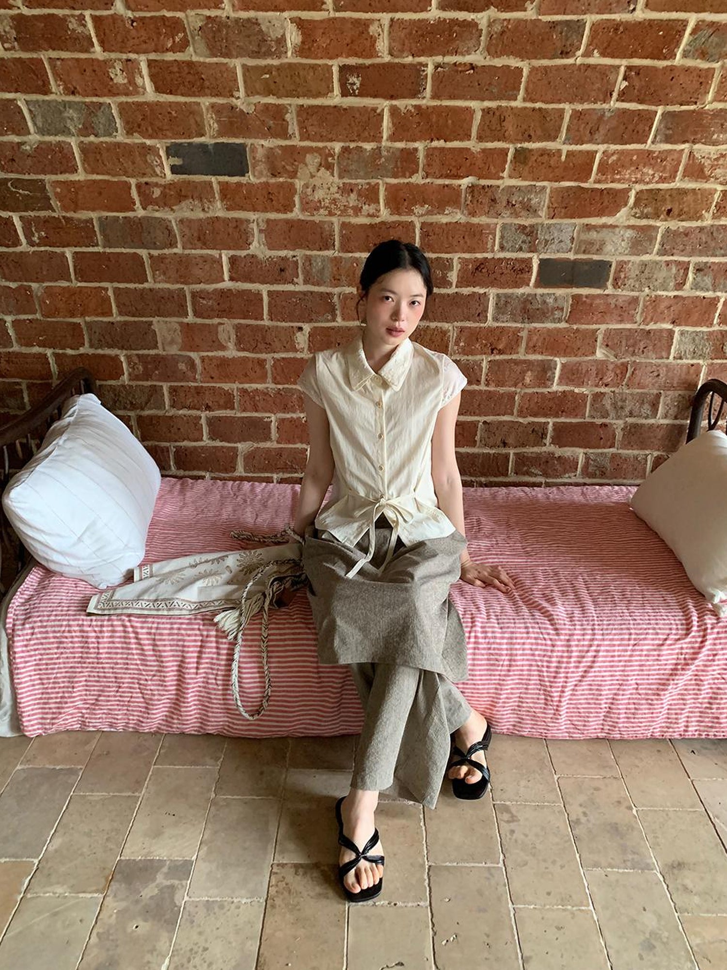 Dorydory Textured Stripe Wide Leg Paper Feel Culottes
