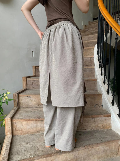 Textured Stripe Wide Leg Paper Feel Culottes