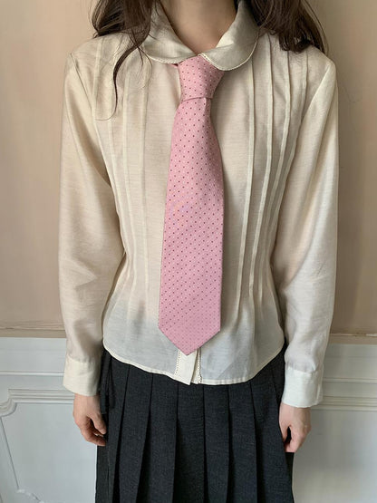 Dorydory Textured Waist Defining Blouse With Peter Pan Collar