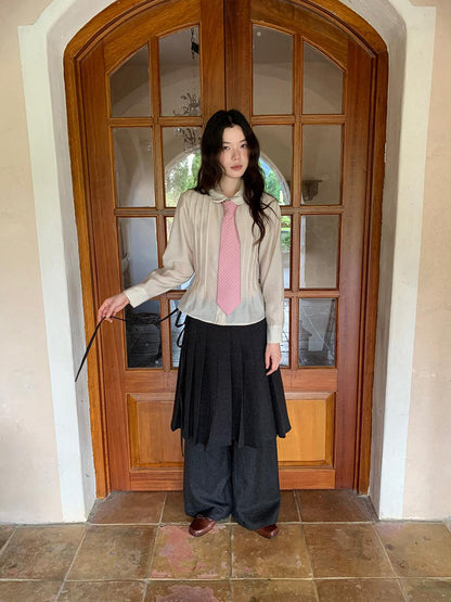 Dorydory Textured Waist Defining Blouse With Peter Pan Collar