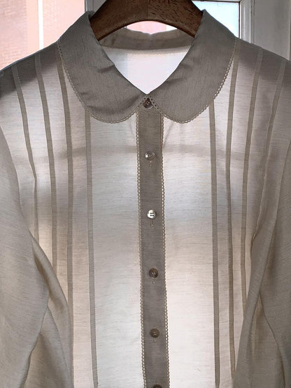 Dorydory Textured Waist Defining Blouse With Peter Pan Collar