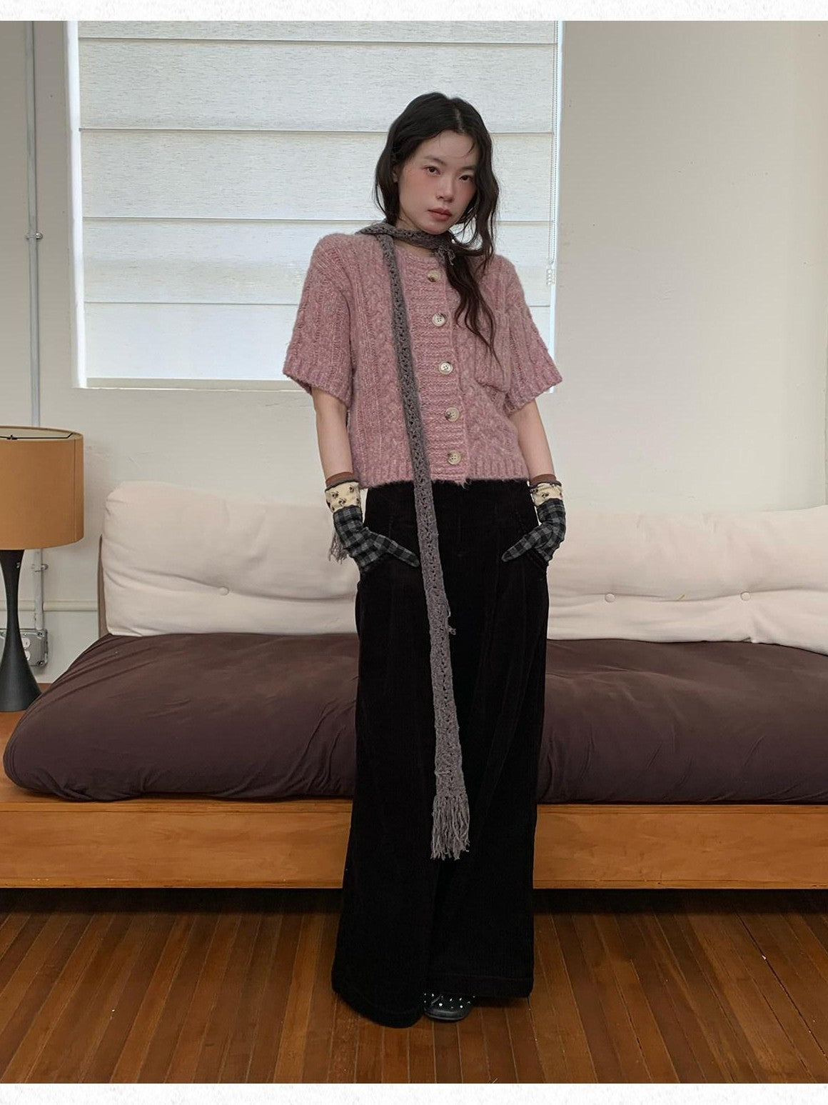 Dorydory Thick Cable Knit Cardigan Single Button Women&
