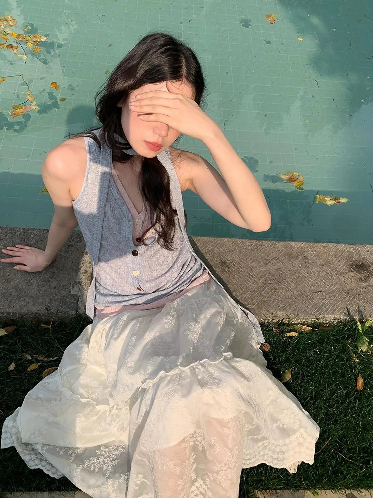 V-Neck Striped Textured Camisole Top