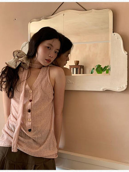 Dorydory V-Neck Striped Textured Camisole Top