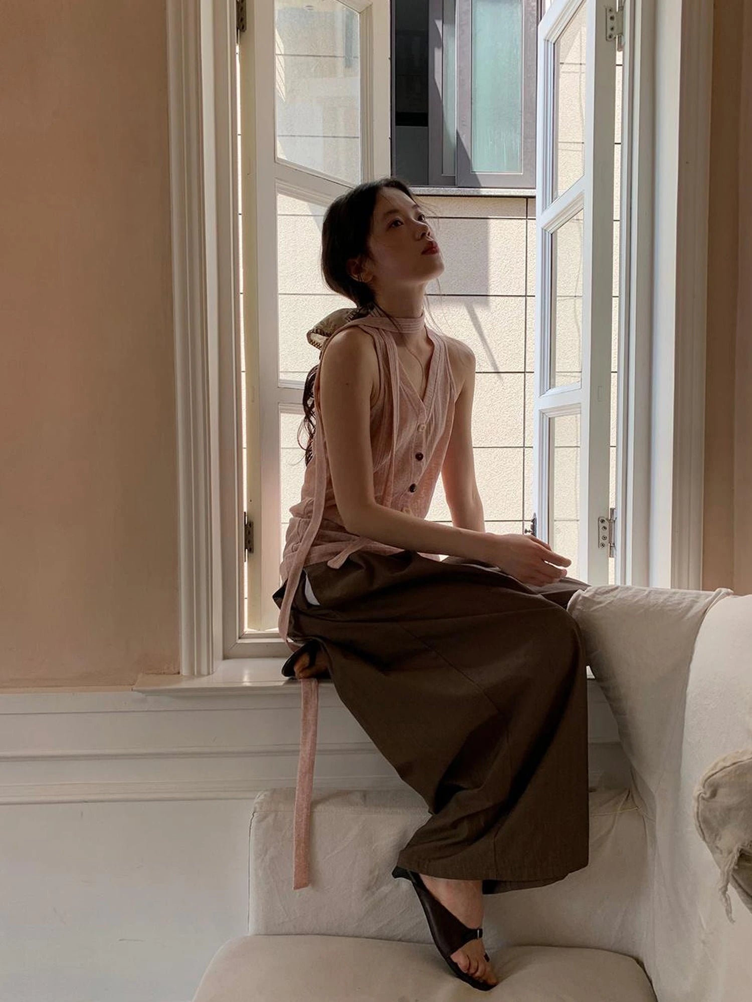 V-Neck Striped Textured Camisole Top