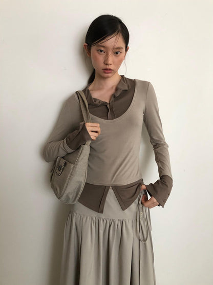 Dorydory V-neck Color Block Women&