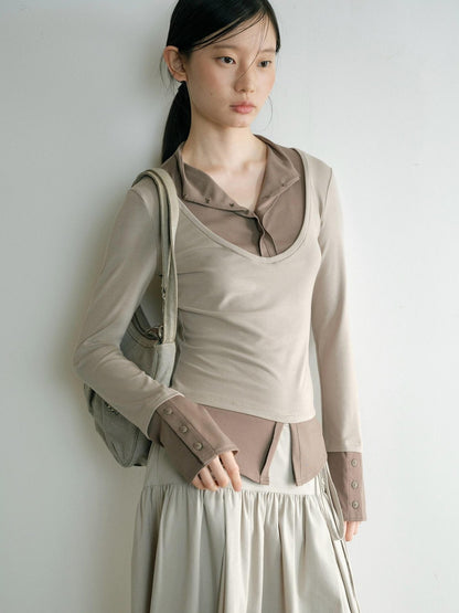 Dorydory V-neck Color Block Women&