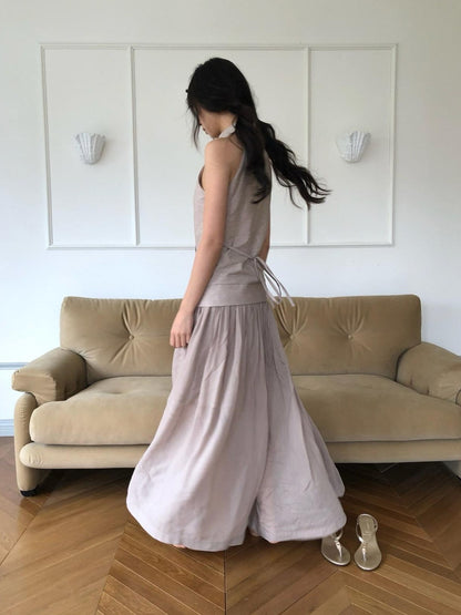 Dorydory Vintage A Line Draped Wide Leg Slimming Solid Women&
