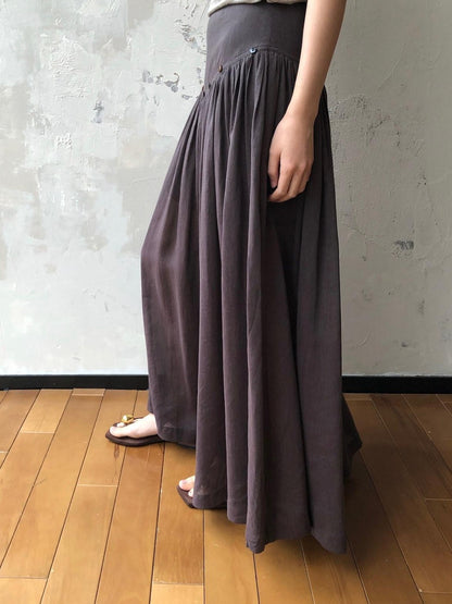 Dorydory Vintage A Line Draped Wide Leg Slimming Solid Women&