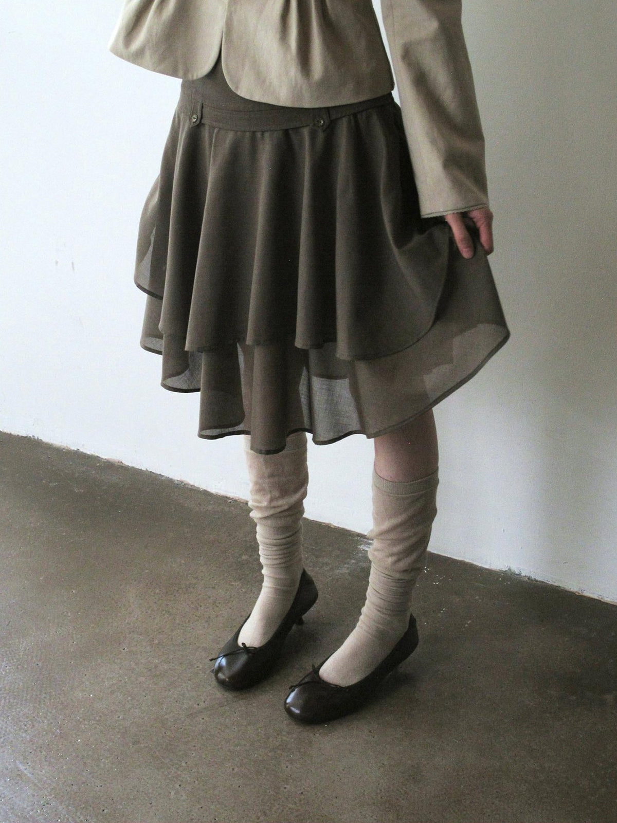 Dorydory Vintage Asymmetric Ruffle Patchwork High Waist A Line Women&