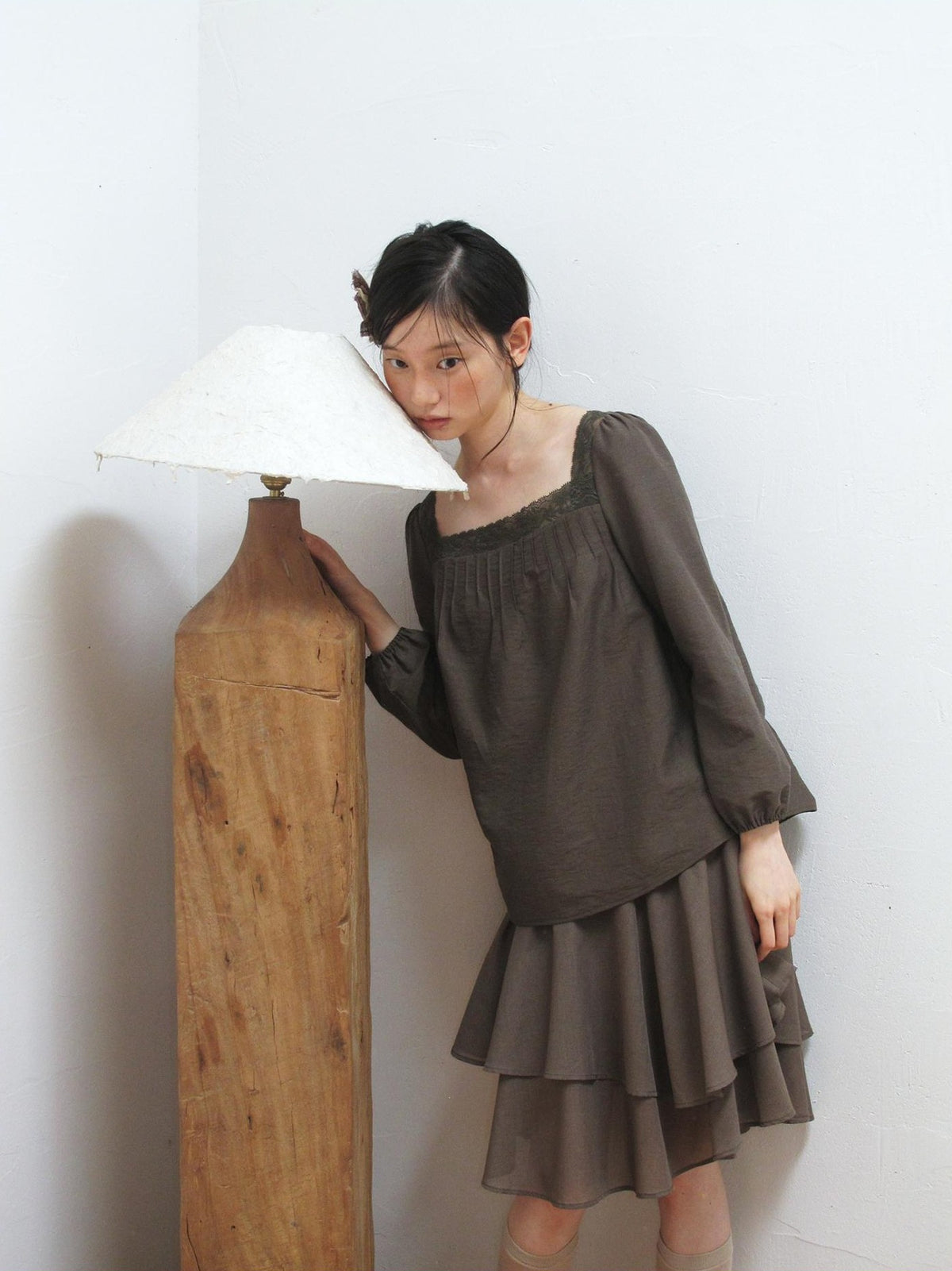 Dorydory Vintage Asymmetric Ruffle Patchwork High Waist A Line Women&