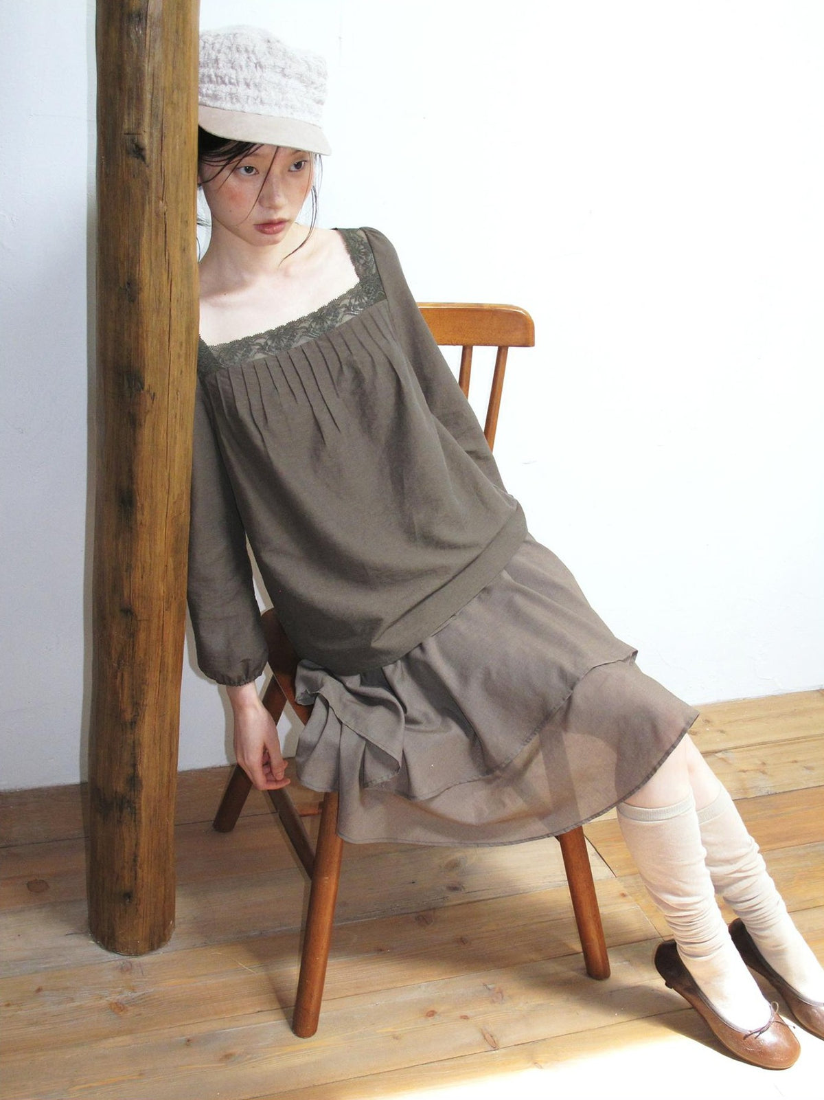 Dorydory Vintage Asymmetric Ruffle Patchwork High Waist A Line Women&