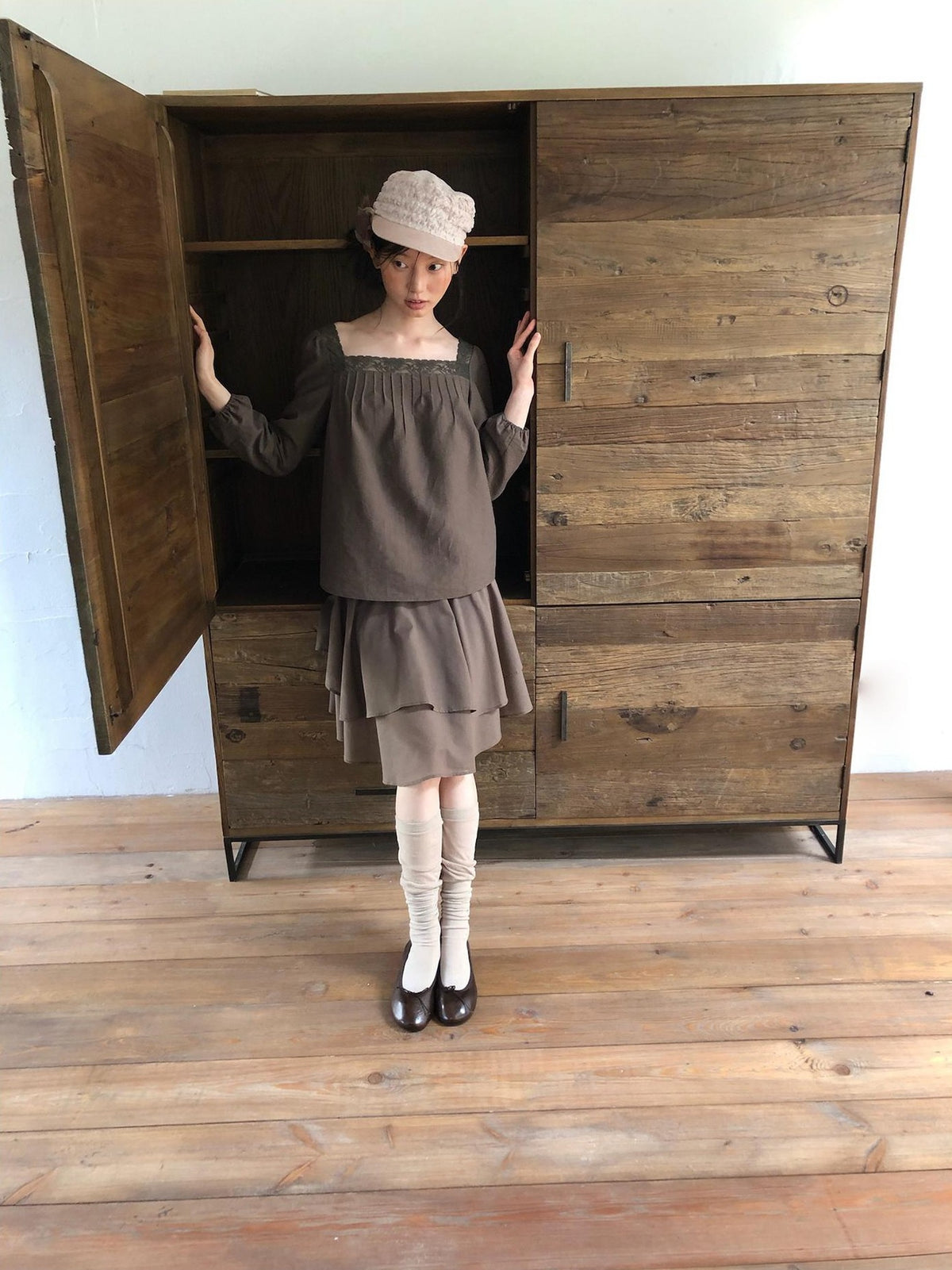 Dorydory Vintage Asymmetric Ruffle Patchwork High Waist A Line Women&