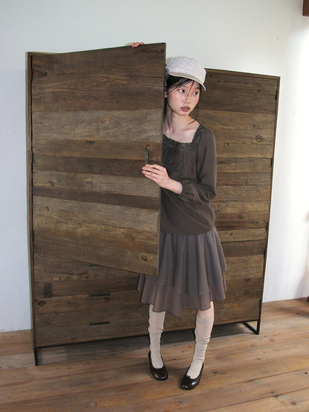 Dorydory Vintage Asymmetric Ruffle Patchwork High Waist A Line Women&
