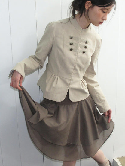 Dorydory Vintage Asymmetric Ruffle Patchwork High Waist A Line Women&