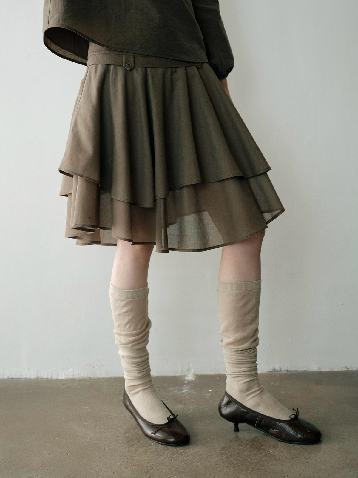 Dorydory Vintage Asymmetric Ruffle Patchwork High Waist A Line Women&