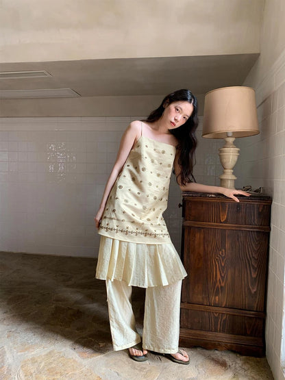 Vintage Beaded One Shoulder Midi Dress V-neck Beach Holiday