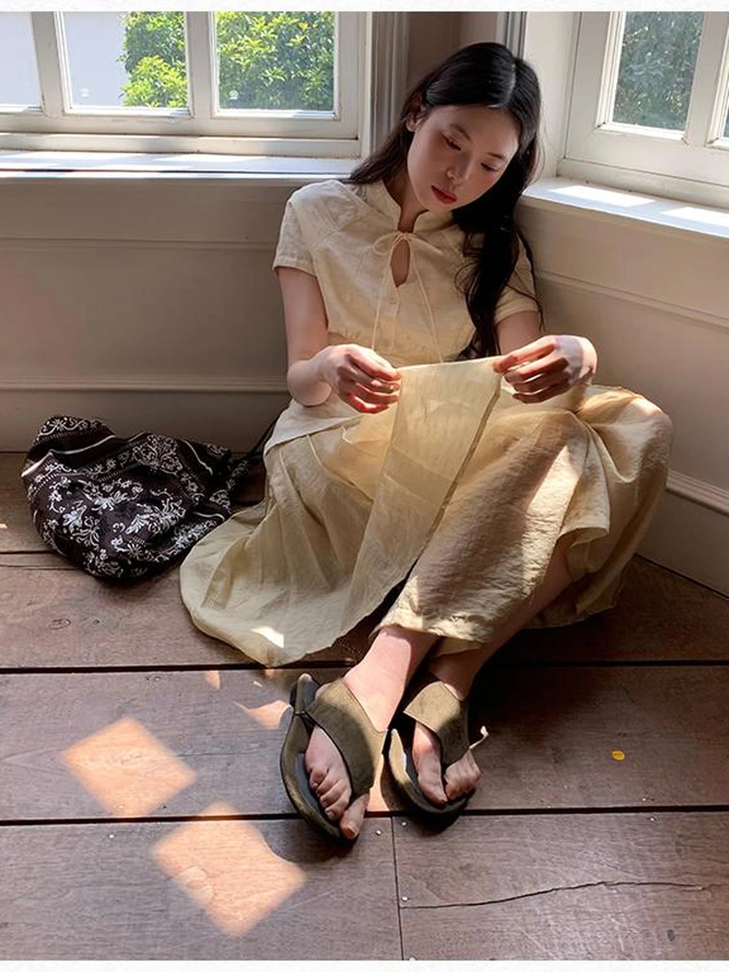 Vintage Bow Tie Front Cotton Blouse