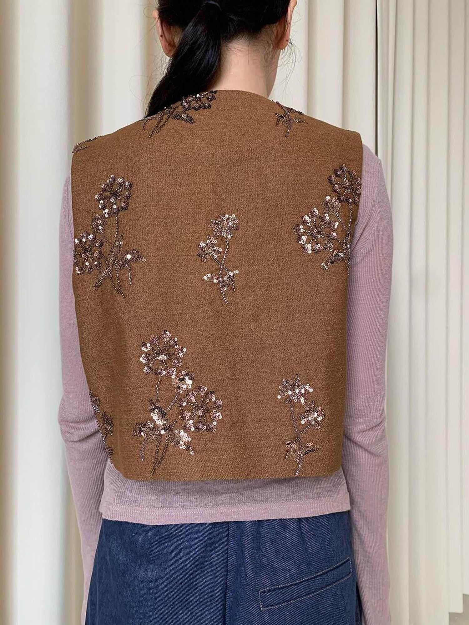 Dorydory Vintage Coin Motif Embroidered Beaded New Chinese Style Women&