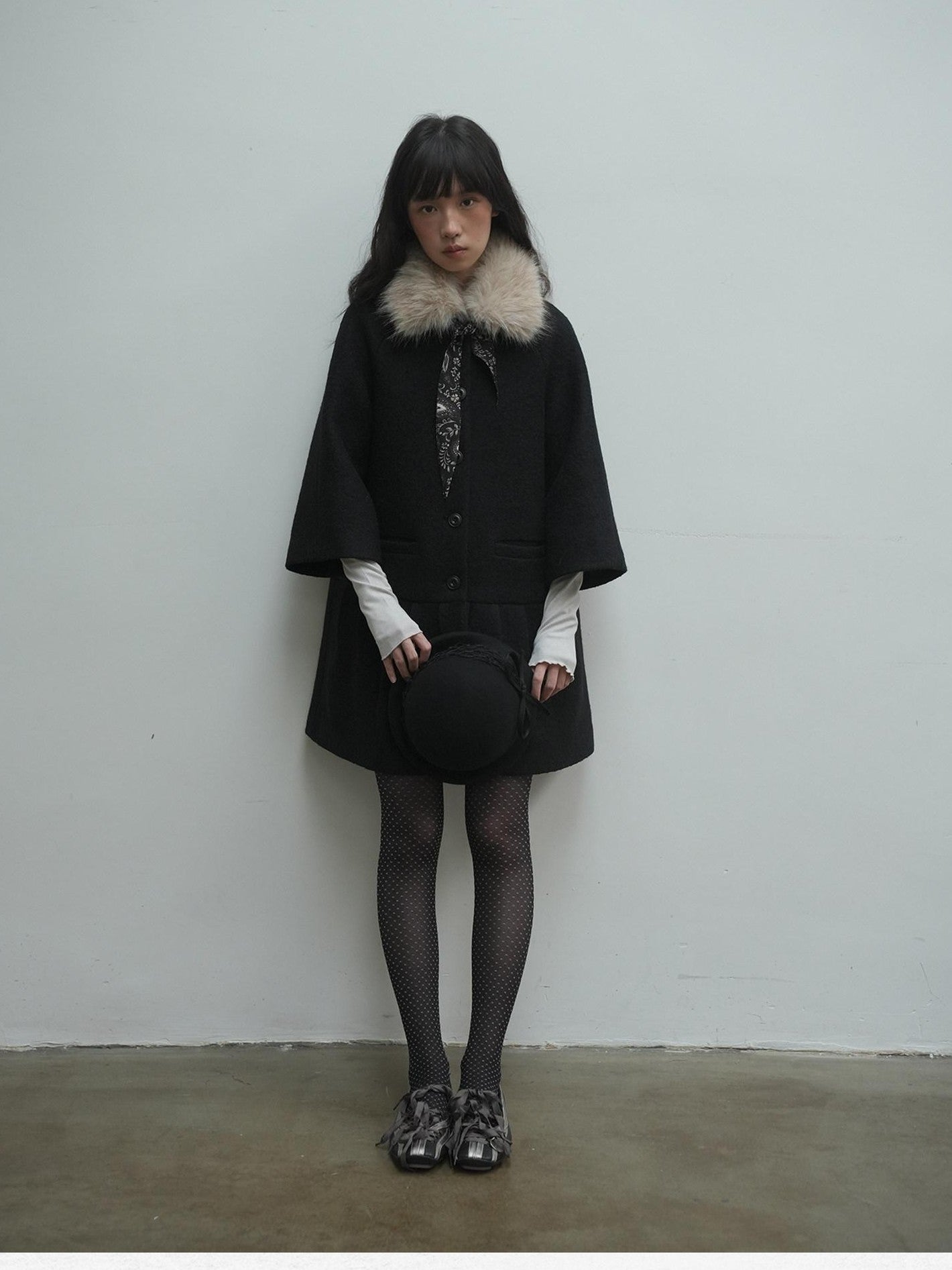 Dorydory Vintage Detachable Fur Collar Single Breasted Midlength Women&