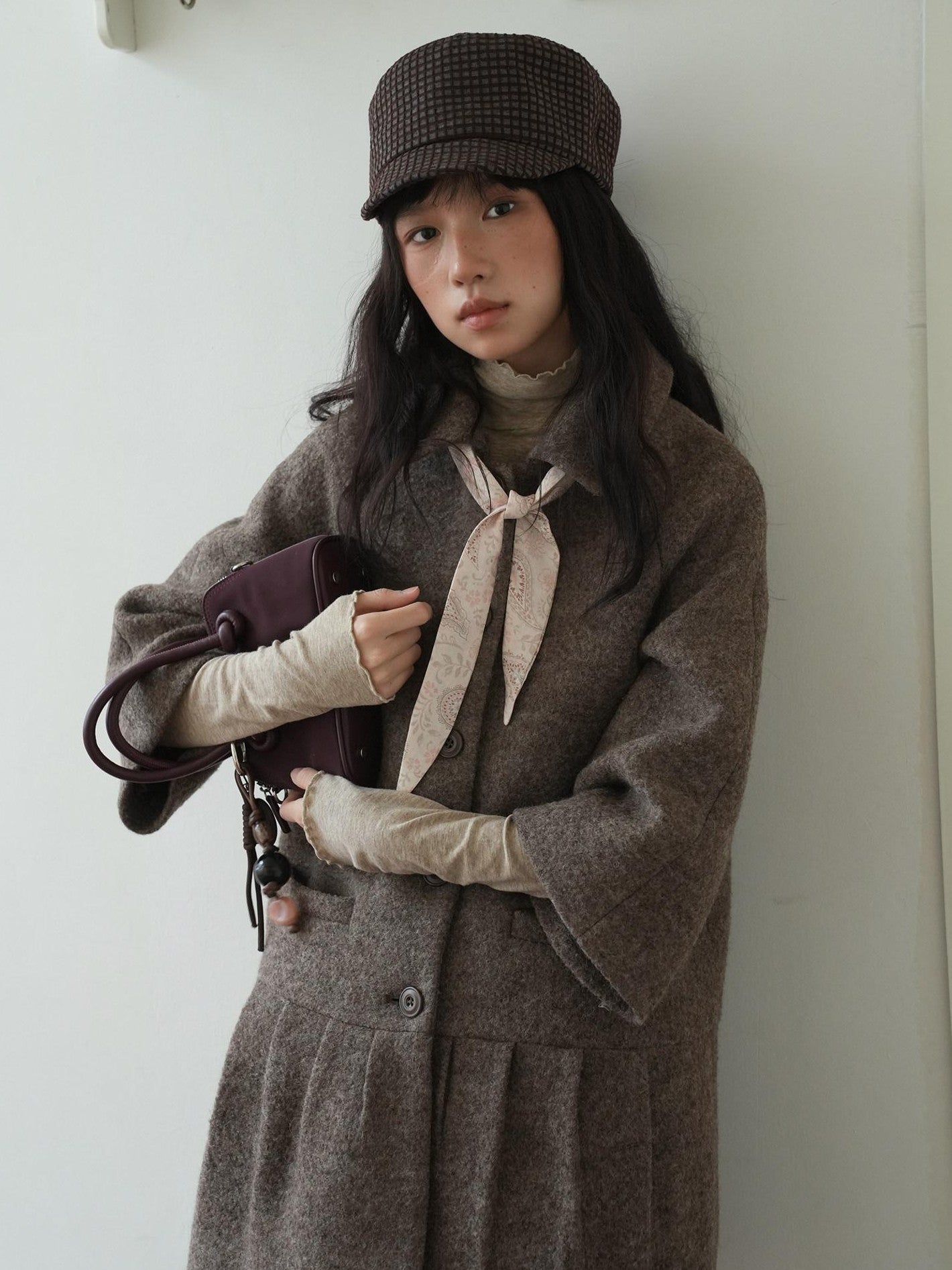 Dorydory Vintage Detachable Fur Collar Single Breasted Midlength Women&