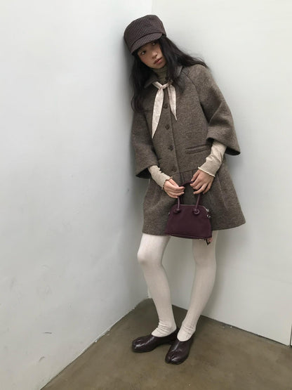 Dorydory Vintage Detachable Fur Collar Single Breasted Midlength Women&