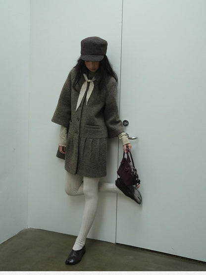 Dorydory Vintage Detachable Fur Collar Single Breasted Midlength Women&