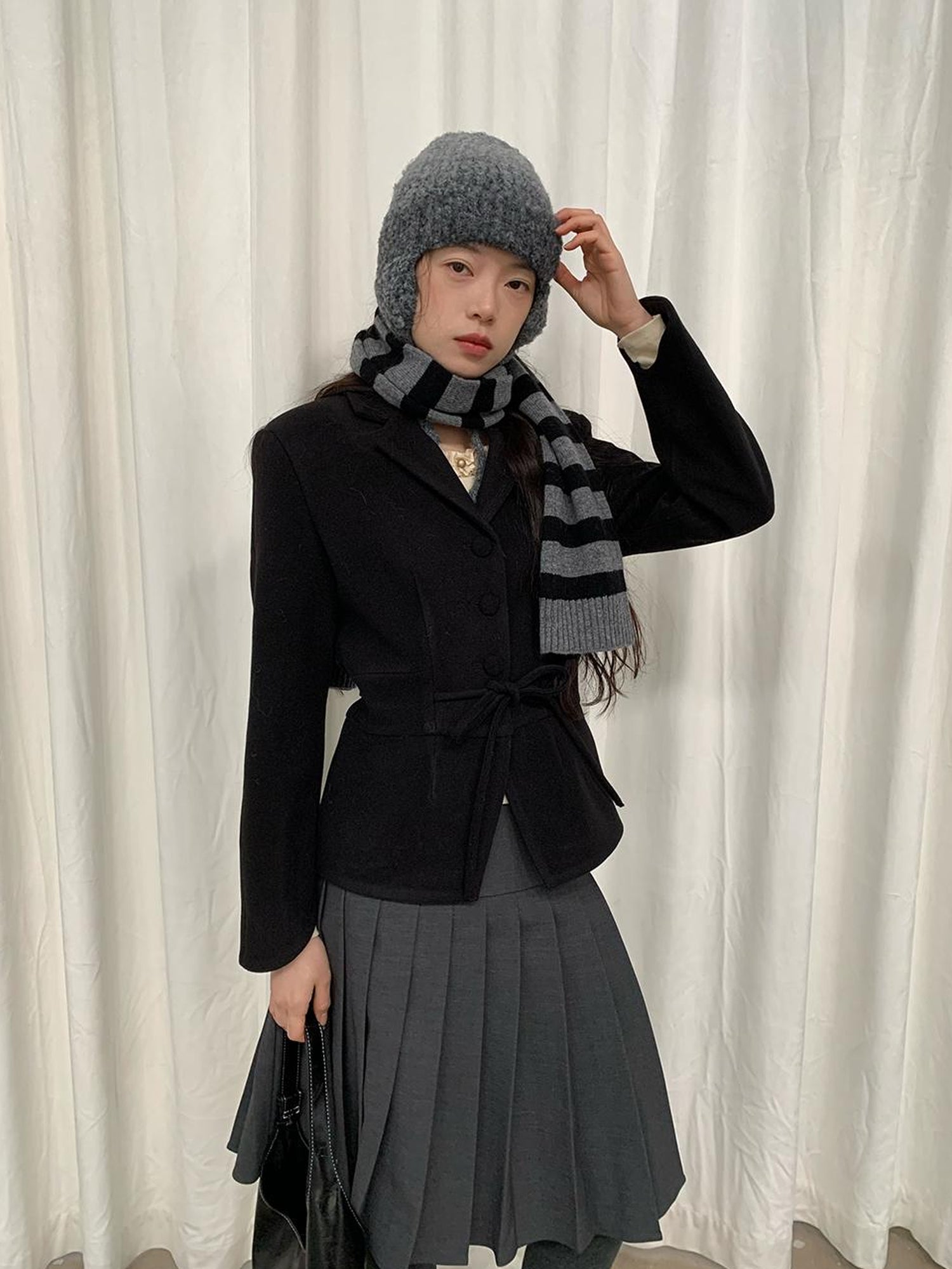 Dorydory Vintage Dory Dory Lace Up Waist Cropped Blazer