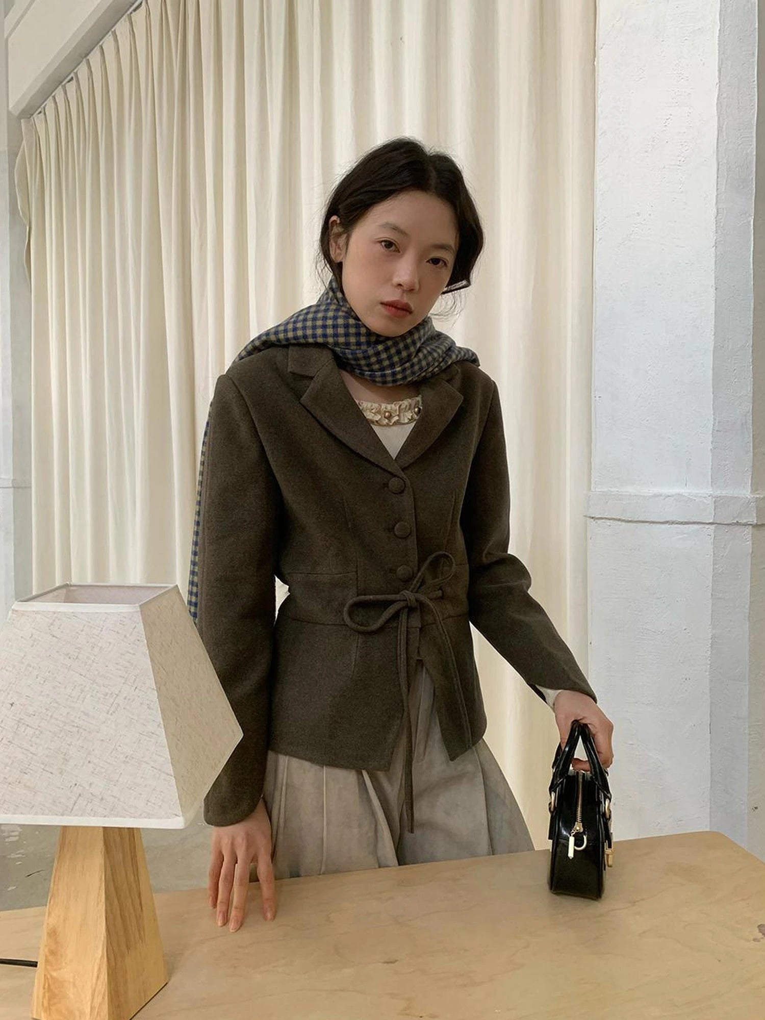 Vintage Dory Dory Lace Up Waist Cropped Blazer