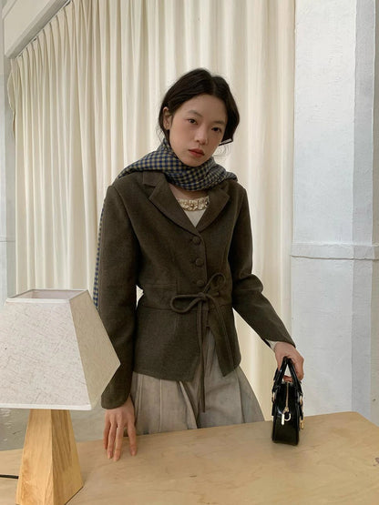 Vintage Dory Dory Lace Up Waist Cropped Blazer