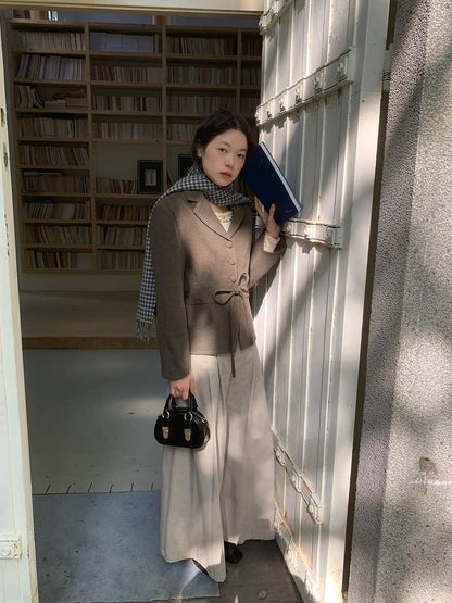 Vintage Dory Dory Lace Up Waist Cropped Blazer