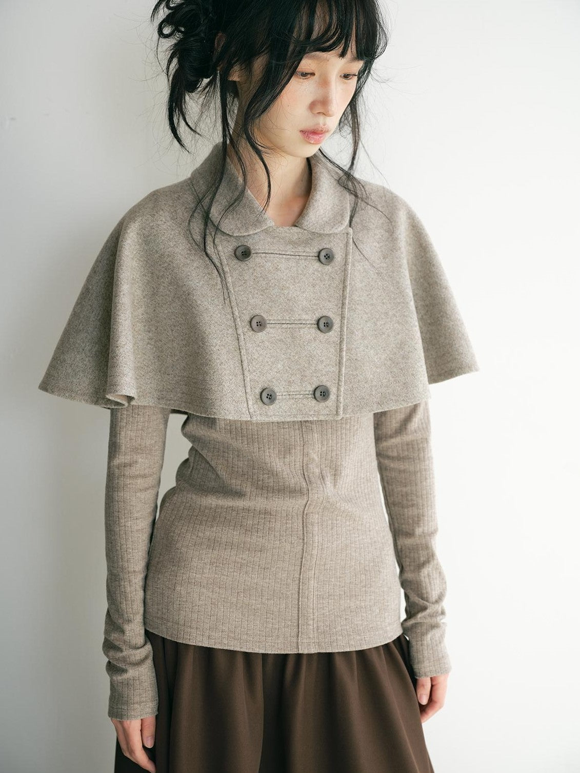 Dorydory Vintage Double Breasted Cape Collar Women&
