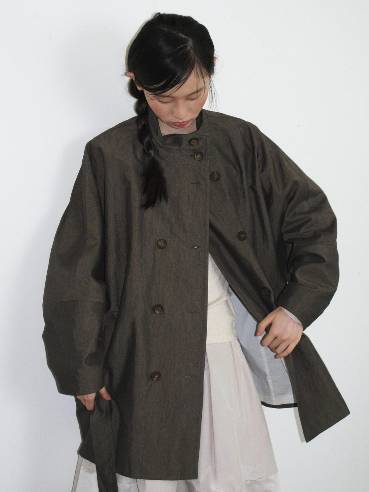 Dorydory Vintage Double Breasted Stand Collar Women&