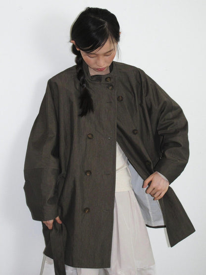 Dorydory Vintage Double Breasted Stand Collar Women&