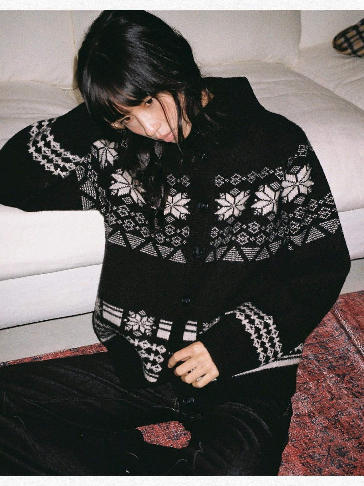 Dorydory Vintage Fair Isle Icelandic Jacquard Snowflake Women&