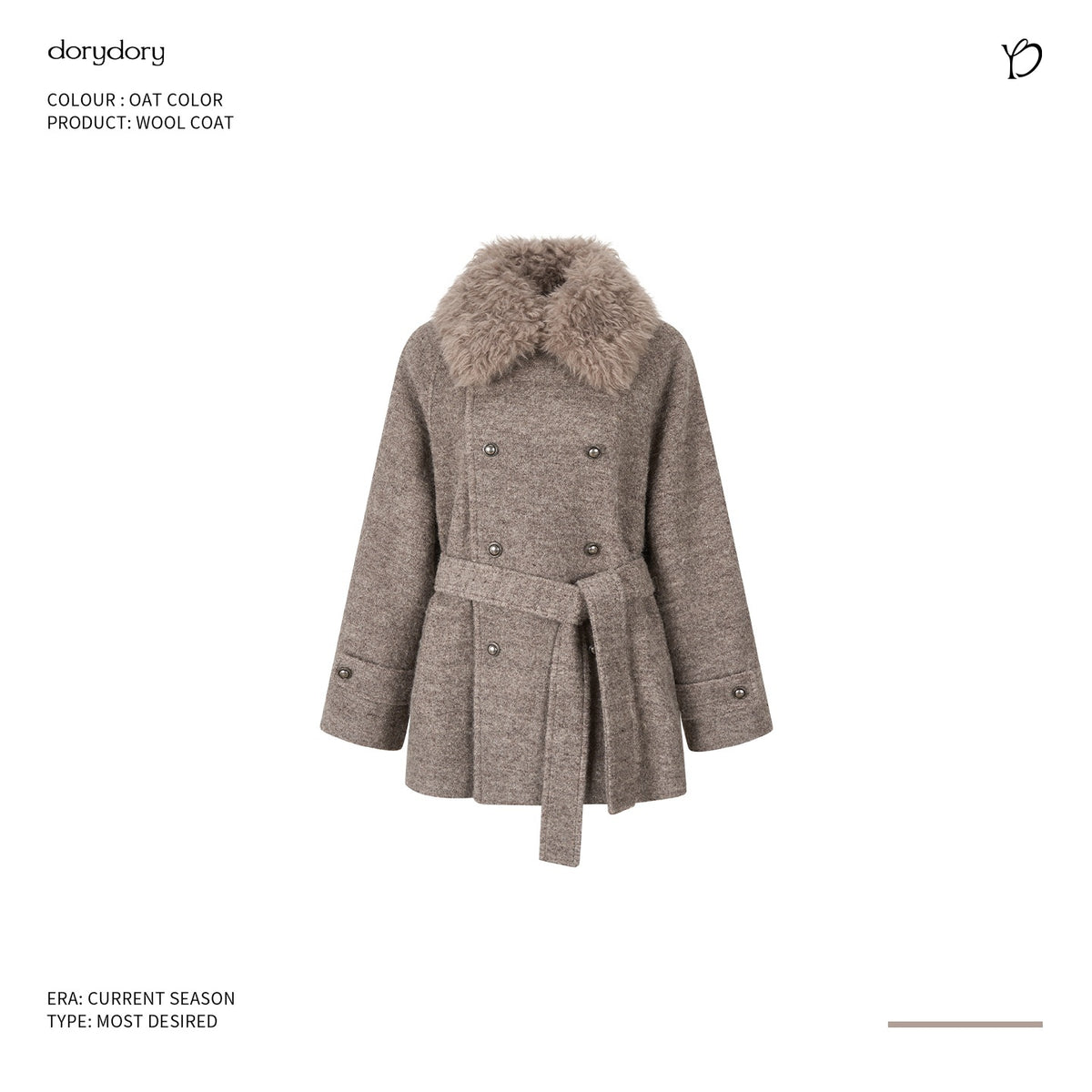Dorydory_Vintage_Faux_Fur_Collar_Double_Breasted_Belted_Wool_Women&
