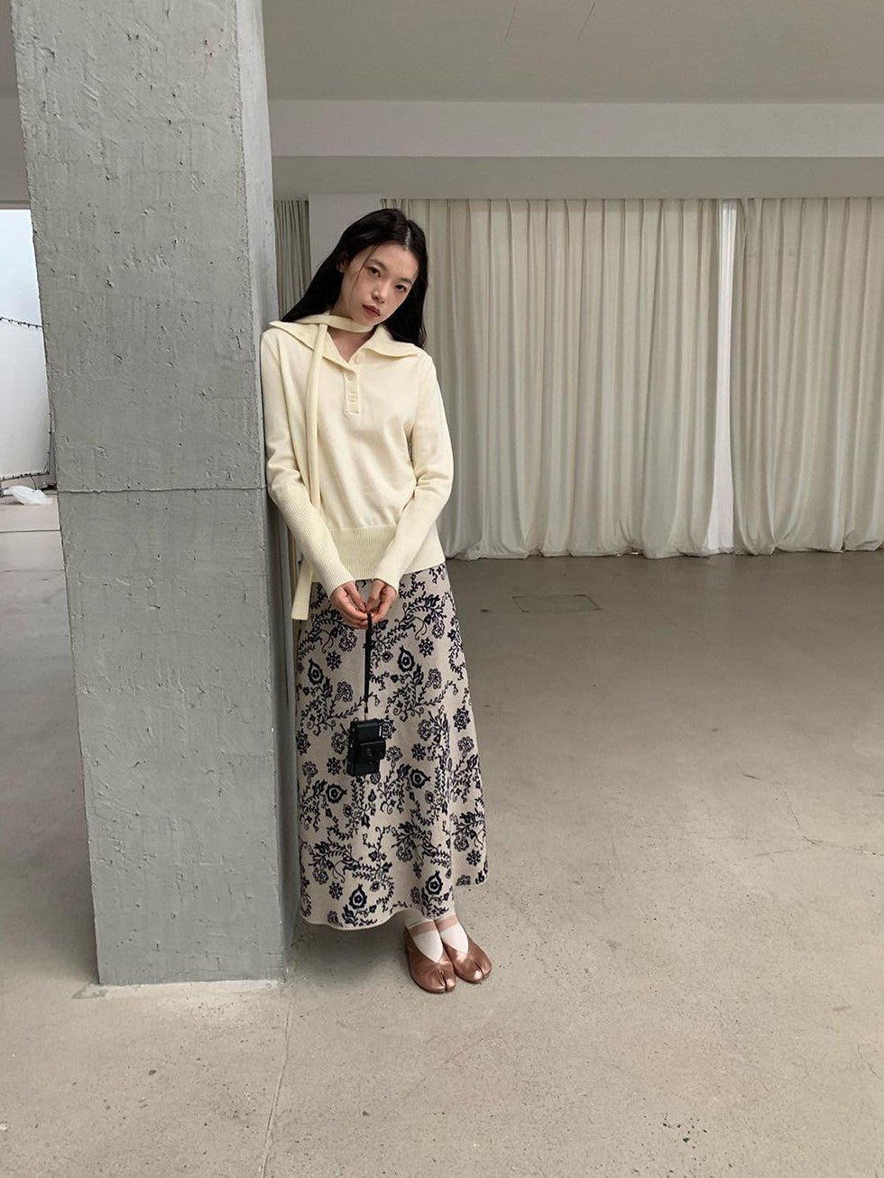 Dorydory Vintage Floral Bird Knit High Waist Straight Women&