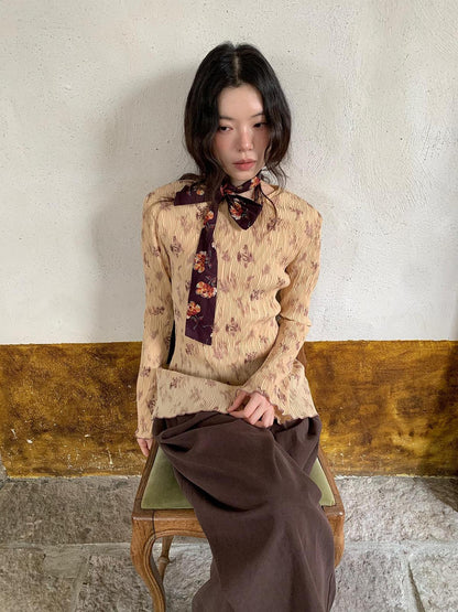 Dorydory Vintage Floral Print Textured Blouse