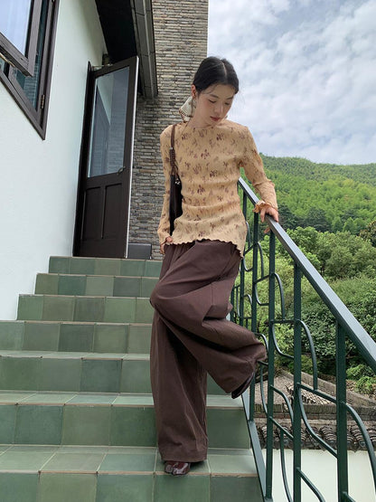 Dorydory Vintage Floral Print Textured Blouse