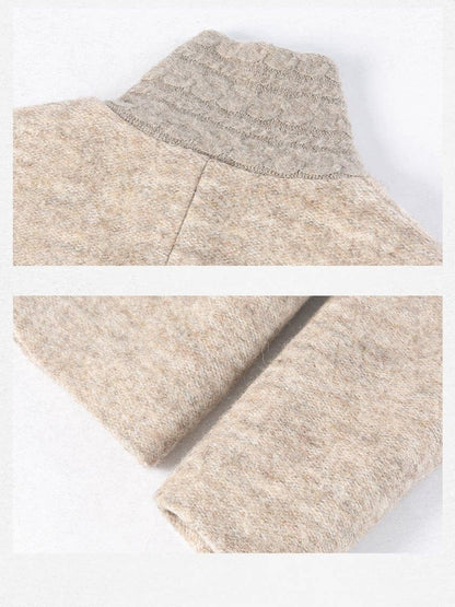Dorydory Vintage Knit Trim Irregular Placket Wool Blend Women&