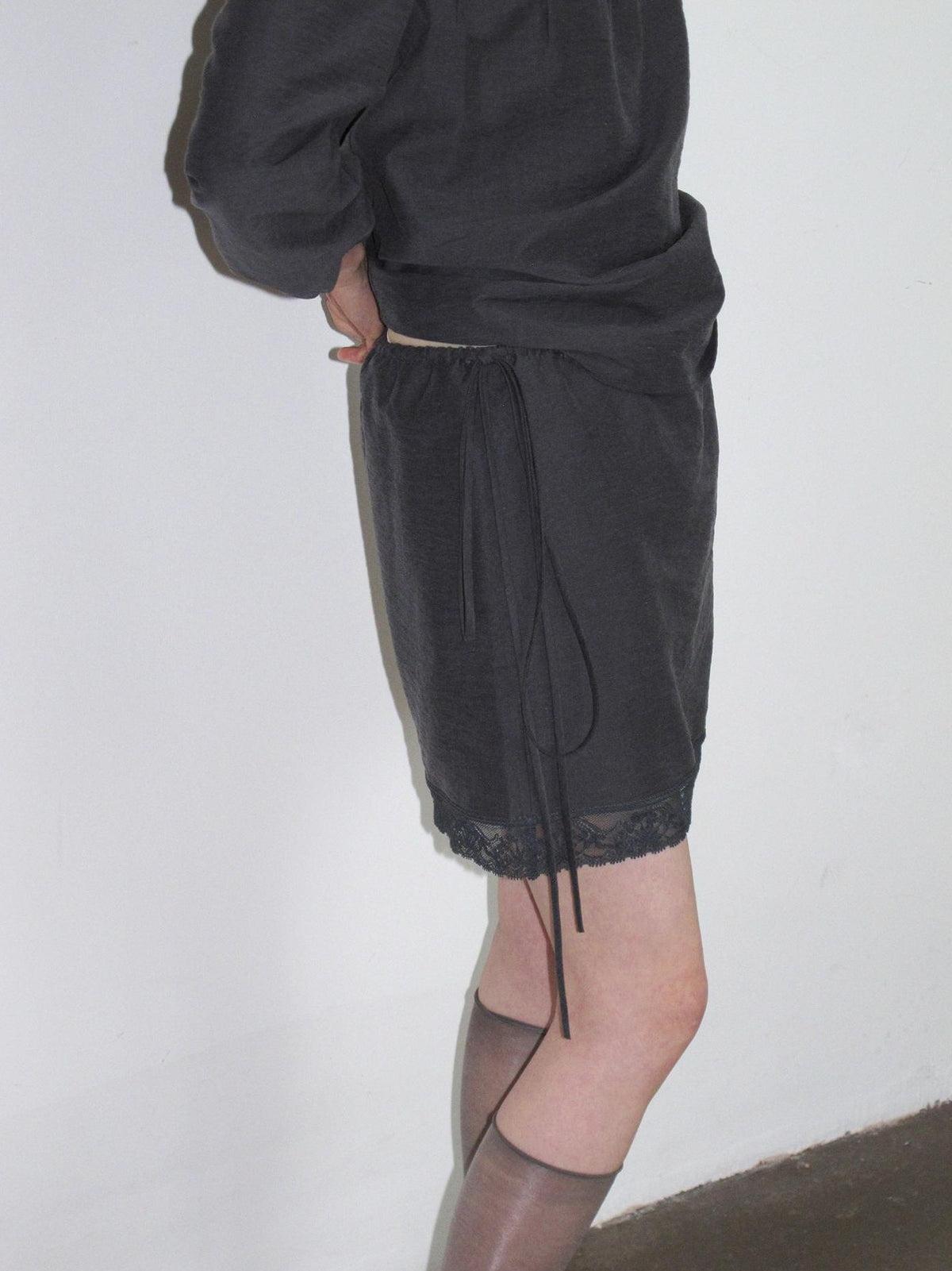 Dorydory Vintage Lace Trim A Line Tie Waist Women&
