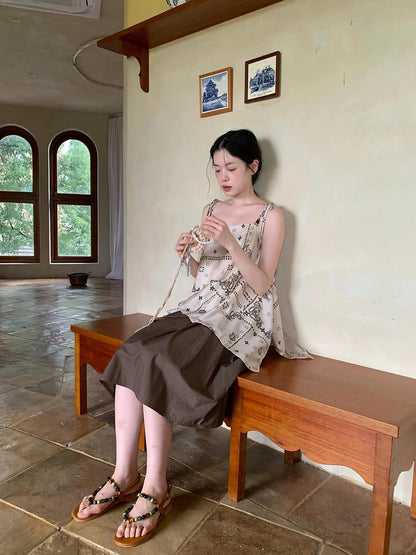 Vintage Paisley Silk Camisole Top With Low Back